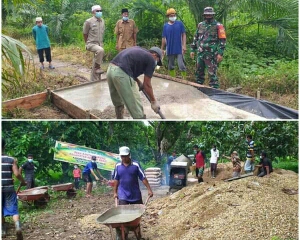 Desa Rantau Bakung Bangun Jalan Rambat Beton Untuk Aktifitas Warga